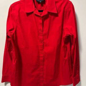 Jones New York Bright Red Casual Button Down Shirt